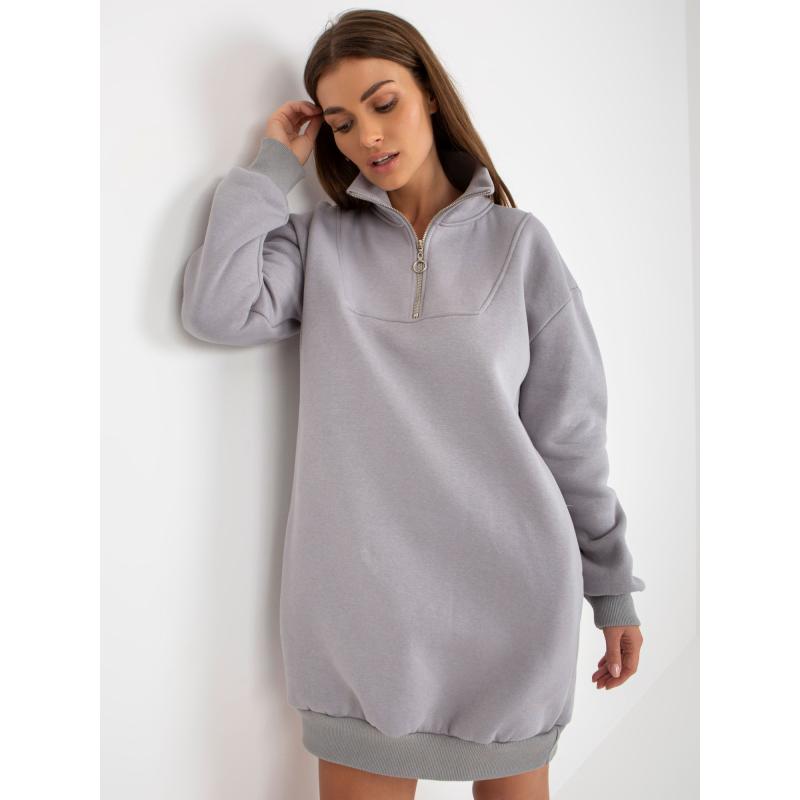 Női mini basic pulóver cipzárral LENKA szürke