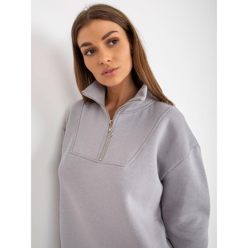 Női mini basic pulóver cipzárral LENKA szürke