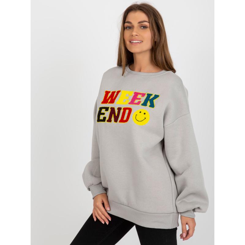 Dámská mikina bez kapuce oversize EVGA šedá 