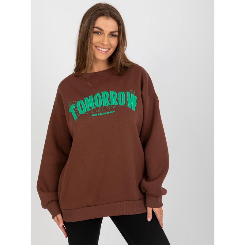 Dámská mikina bez kapuce s nápisem KVETA tmavě hnědá