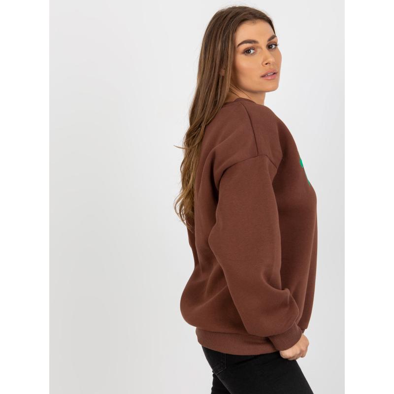 Dámská mikina bez kapuce s nápisem KVETA tmavě hnědá