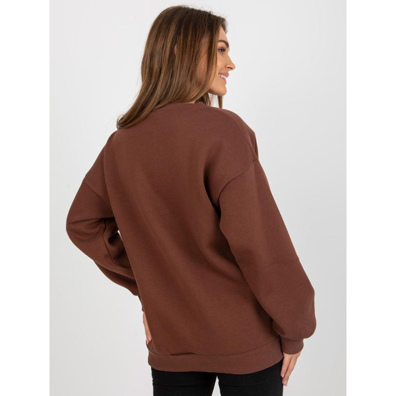 Dámská mikina bez kapuce s nápisem KVETA tmavě hnědá