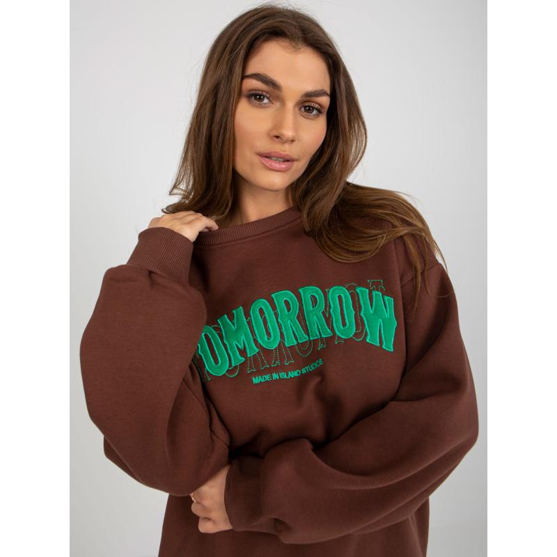 Dámská mikina bez kapuce s nápisem KVETA tmavě hnědá