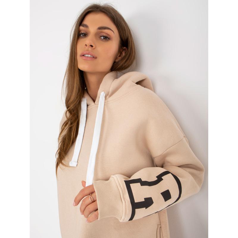 Dámské šaty s nápisem mini teplákové JITKA béžové 