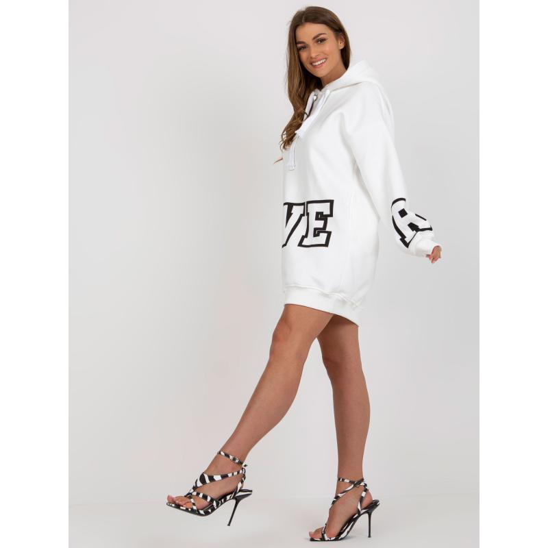 Dámské šaty s kapucí mini teplákové XENIE ecru  