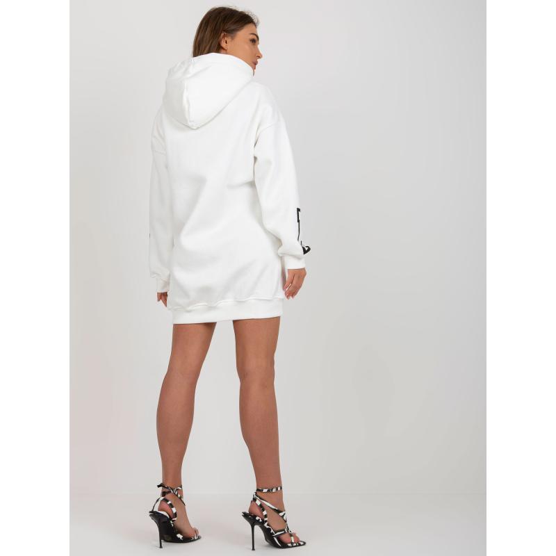 Dámské šaty s kapucí mini teplákové XENIE ecru  