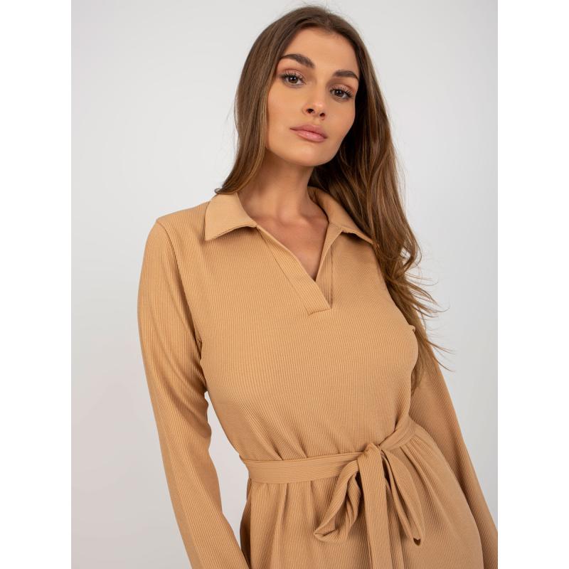 Dámské šaty pruhované midi JARA hnědé