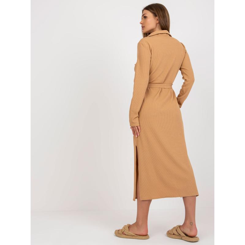 Dámské šaty pruhované midi JARA hnědé