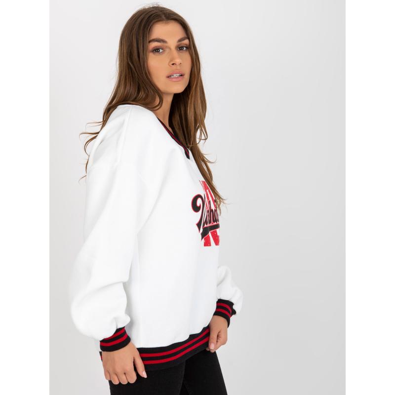 Női nyomtatott V-nyakú pulóver SVATAVA fehér