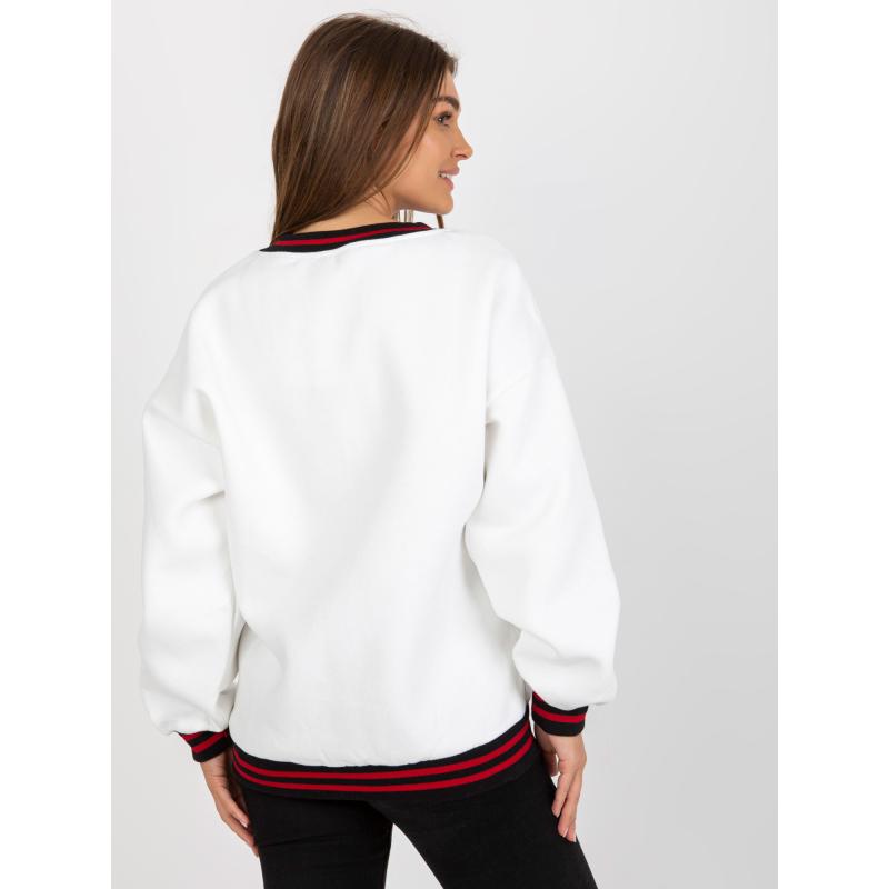 Női nyomtatott V-nyakú pulóver SVATAVA fehér