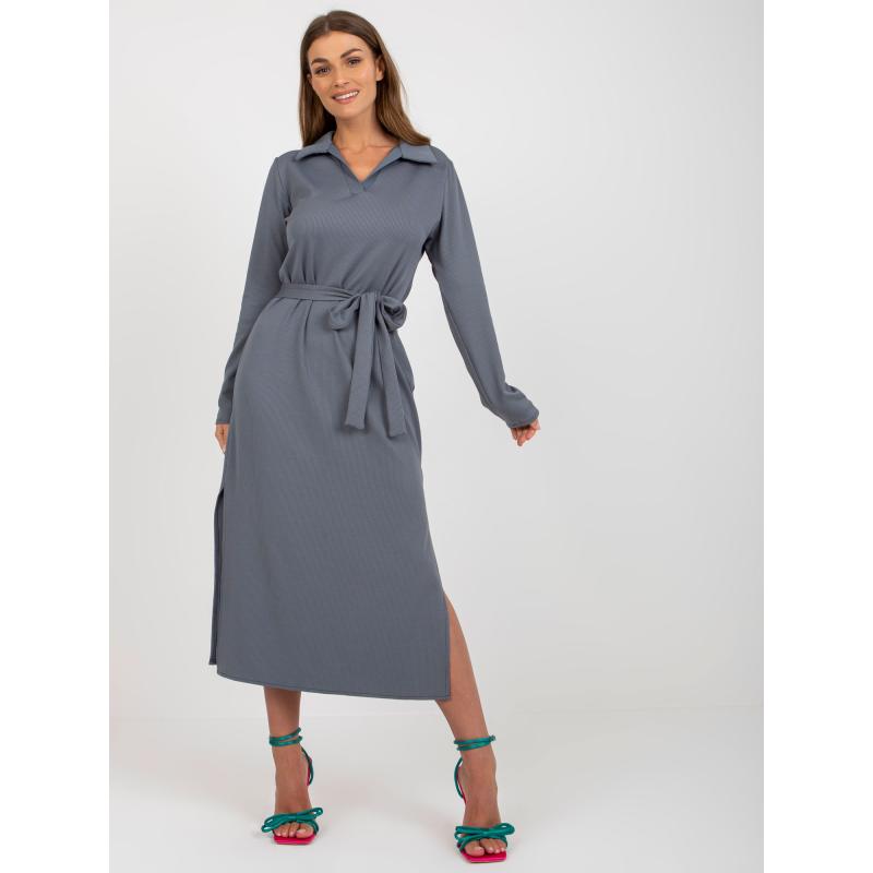 Dámské šaty s rozparky AGATA tmavě šedé 