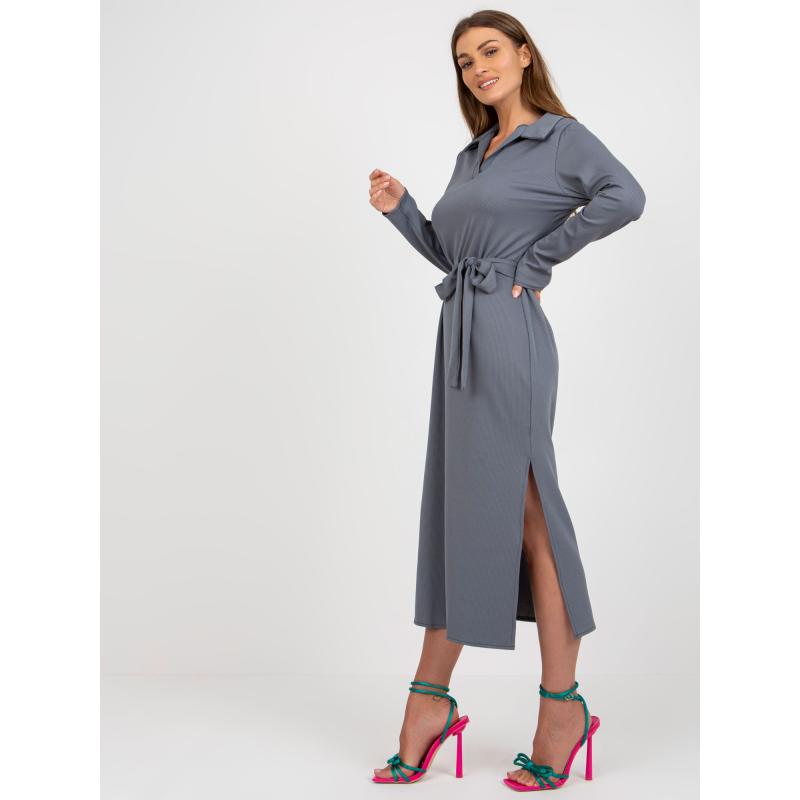Dámské šaty s rozparky AGATA tmavě šedé 