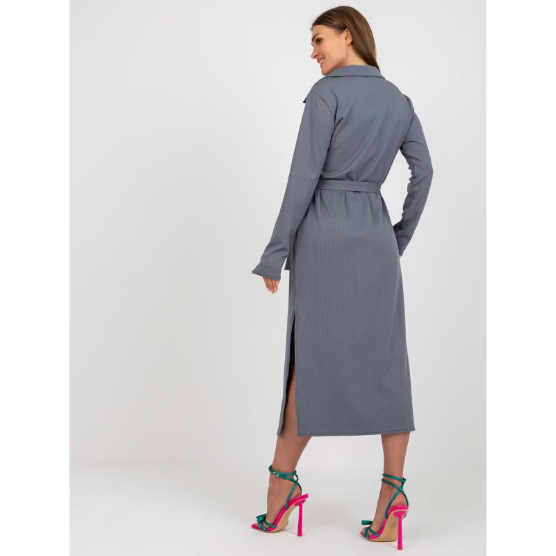 Dámské šaty s rozparky AGATA tmavě šedé 