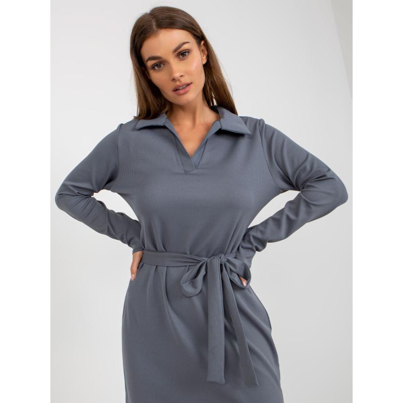 Dámské šaty s rozparky AGATA tmavě šedé 
