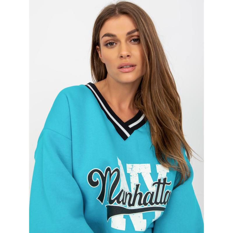 Dámská mikina s potiskem bez kapuce JUDITA modrá 