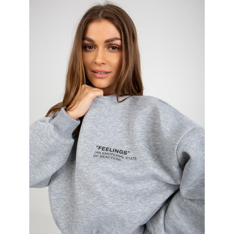 Női kapucnis pulóver nyomtatással OLIVIE szürke