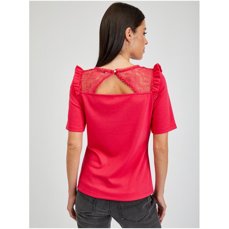 Tmavě růžové dámské tričko s průstřihem na zádech ORSAY S