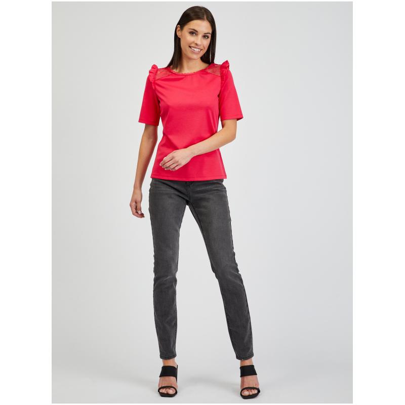 Tmavě růžové dámské tričko s průstřihem na zádech ORSAY S