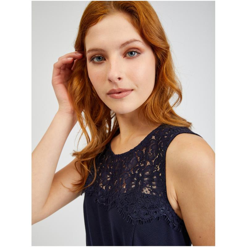 Tmavě modré dámské pouzdrové šaty s krajkou ORSAY 34