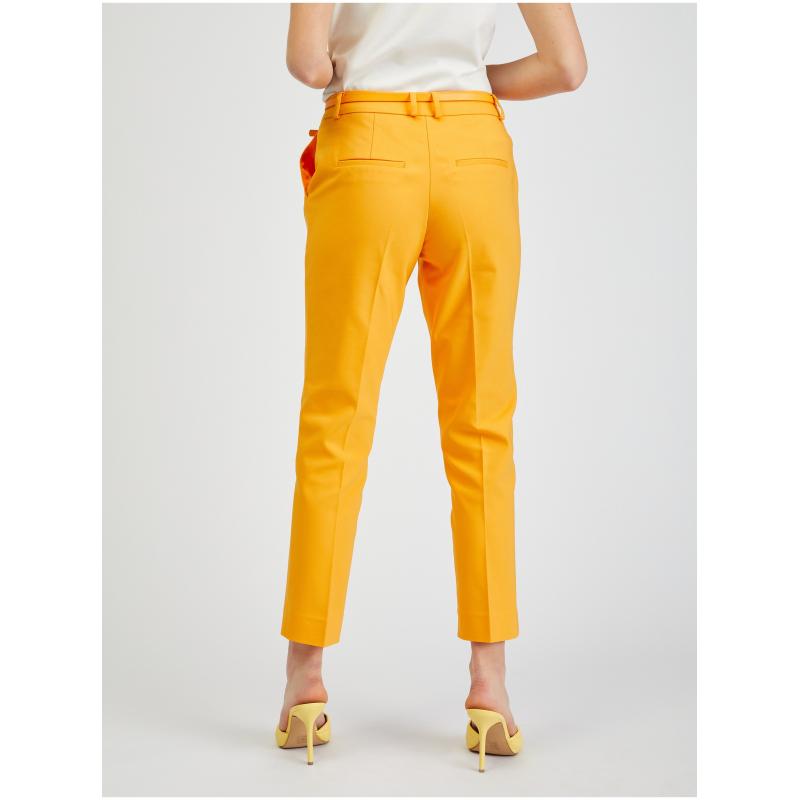 Oranžové dámské zkrácené kalhoty s páskem