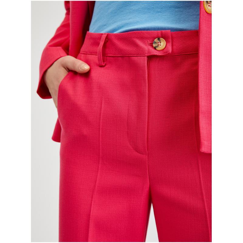 Tmavě růžové dámské flared fit kalhoty