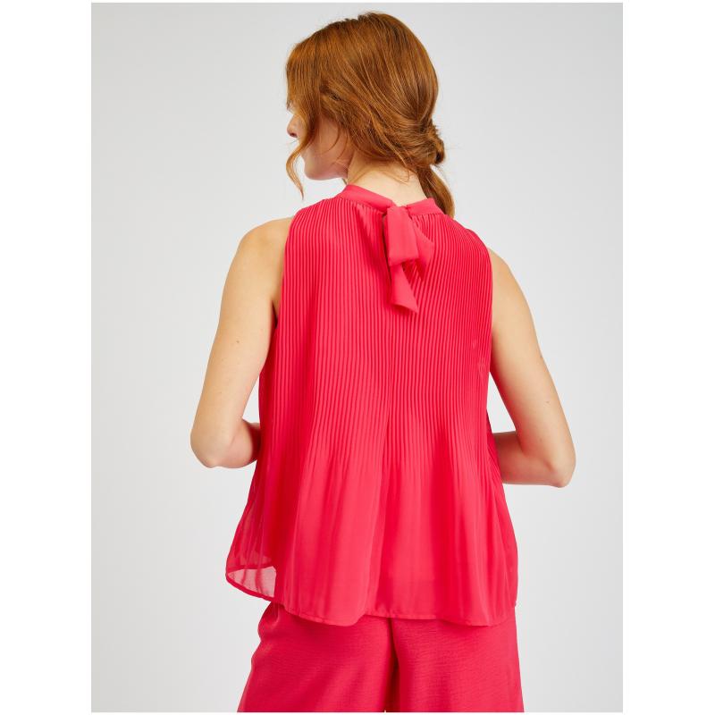 Tmavě růžová dámská plisovaná halenka