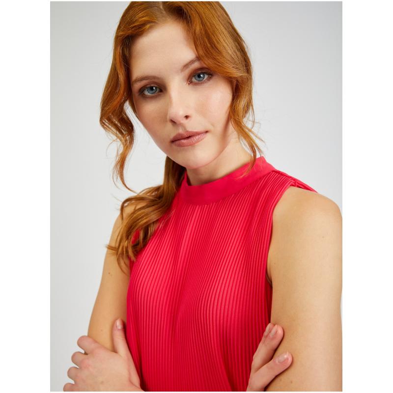 Tmavě růžová dámská plisovaná halenka