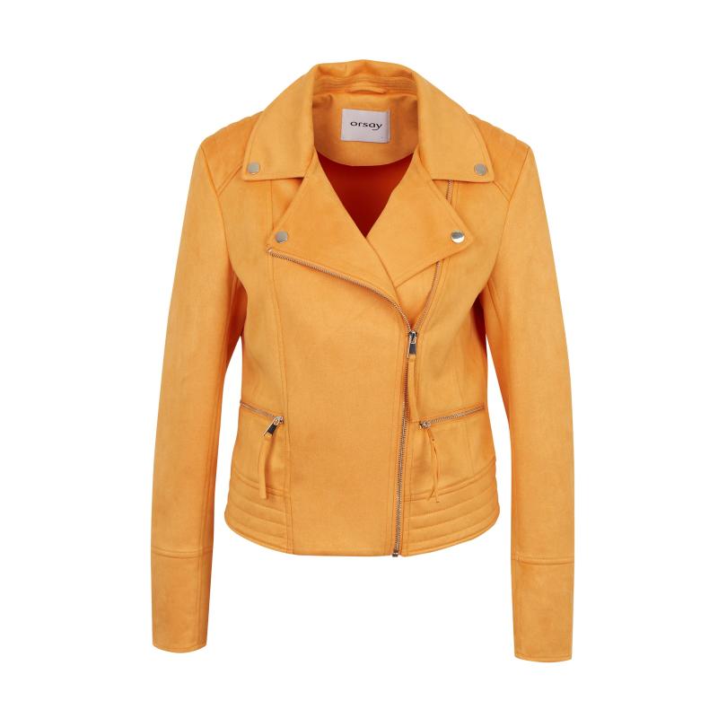 Narancssárga női velúr bőrdzseki