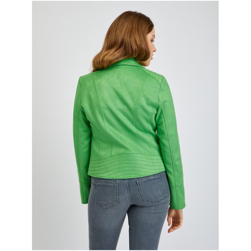 Zöld női velúr bőrdzseki