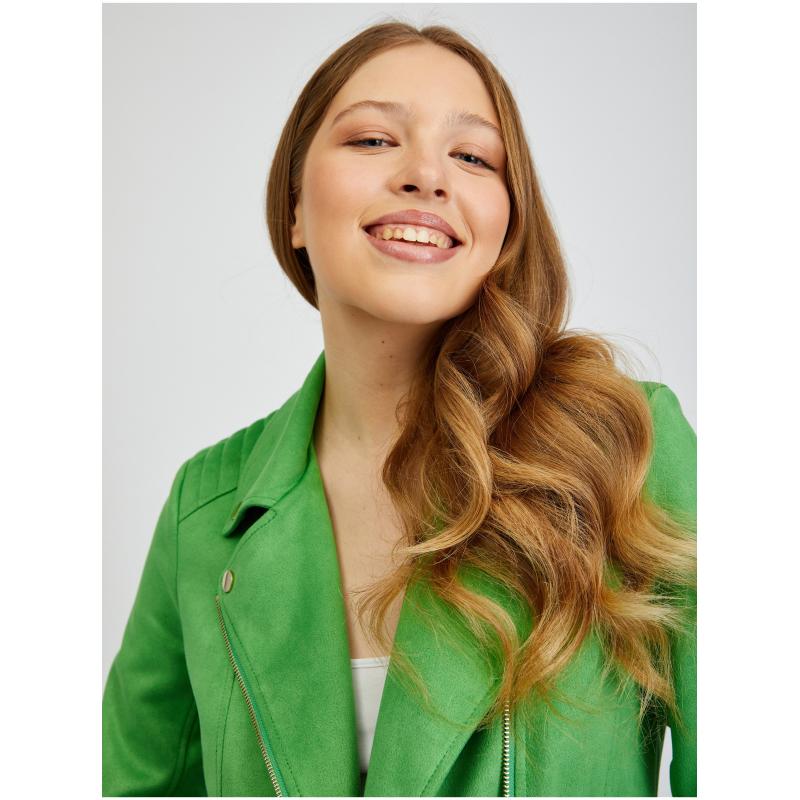 Zöld női velúr bőrdzseki