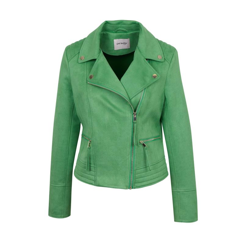 Zöld női velúr bőrdzseki