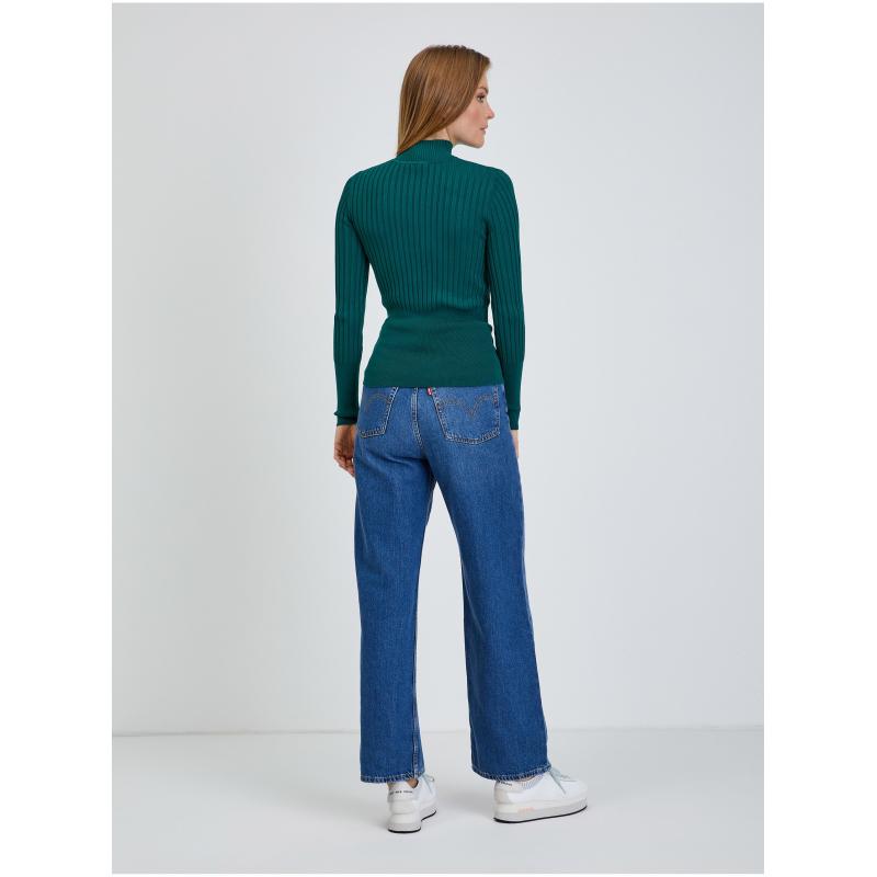 Zelený rebrovaný sveter