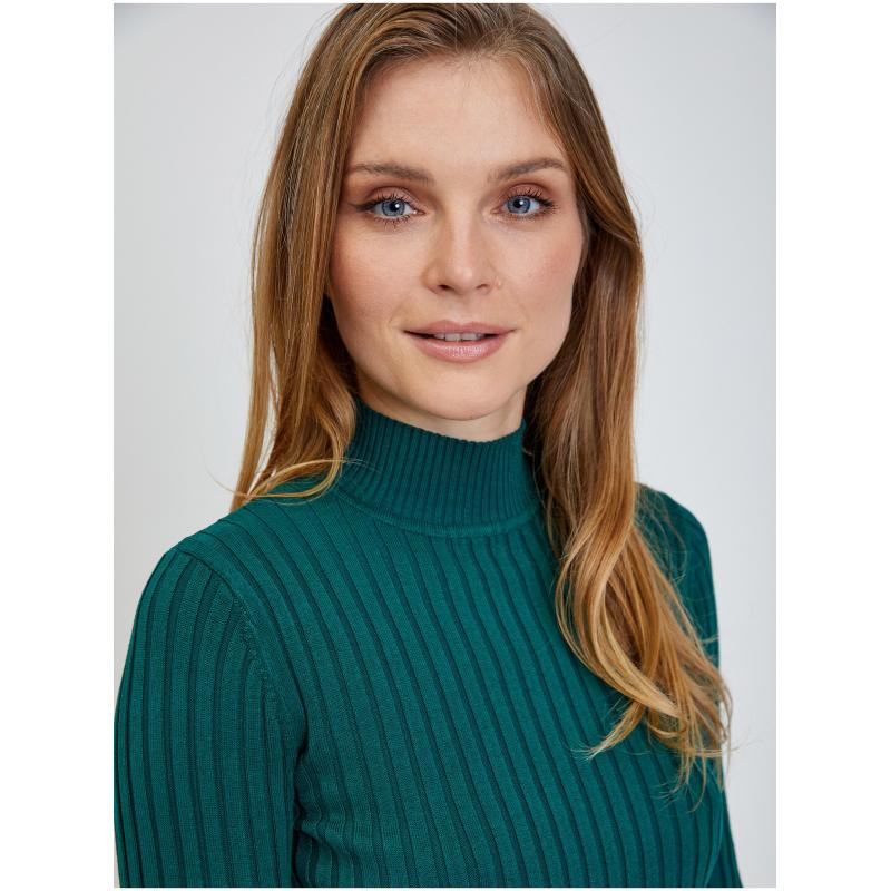 Zelený rebrovaný sveter