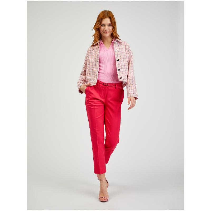 Rózsaszín női kockás kabát