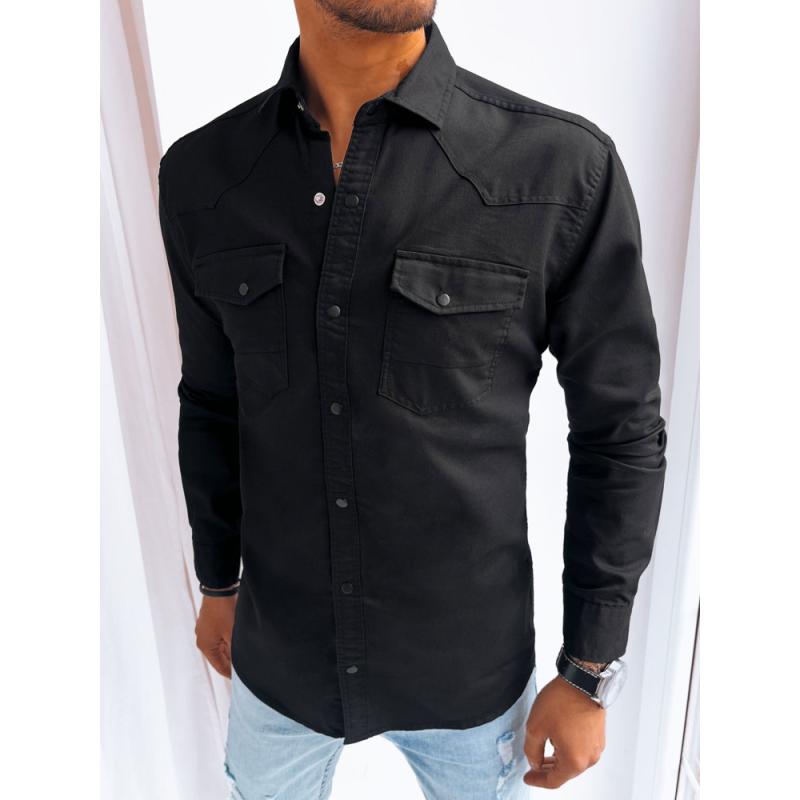 Pánska džínsová košeľa K076 čierna