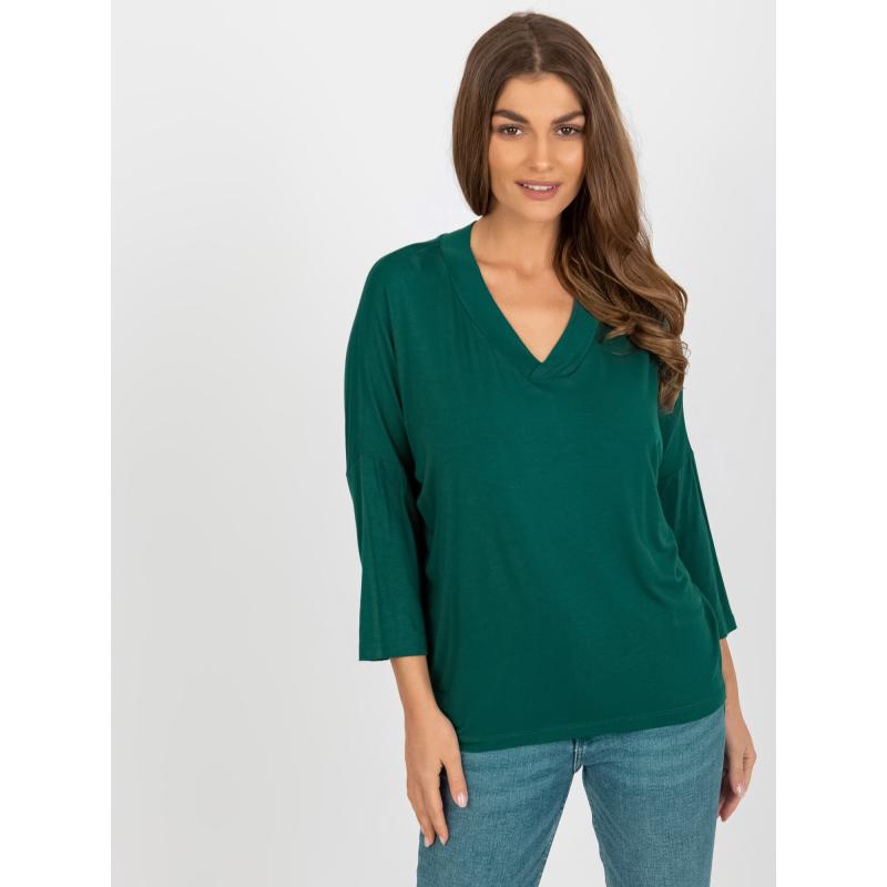 Dámská halenka s výstřihem do V LEONA tmavě zelená 