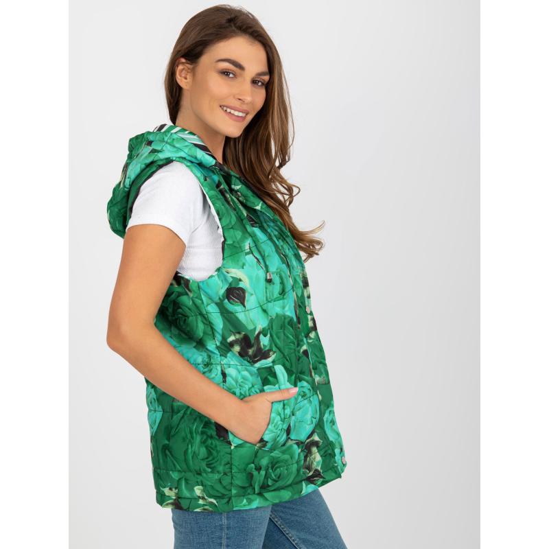 Dámská péřová vesta s kapucí EMILIA zelená 