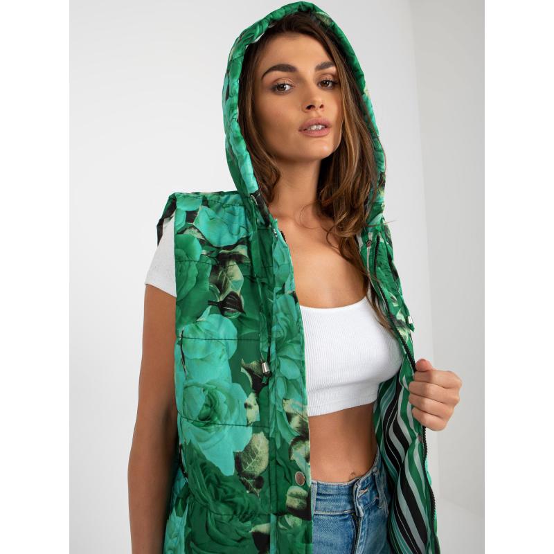 Dámská péřová vesta s kapucí EMILIA zelená 