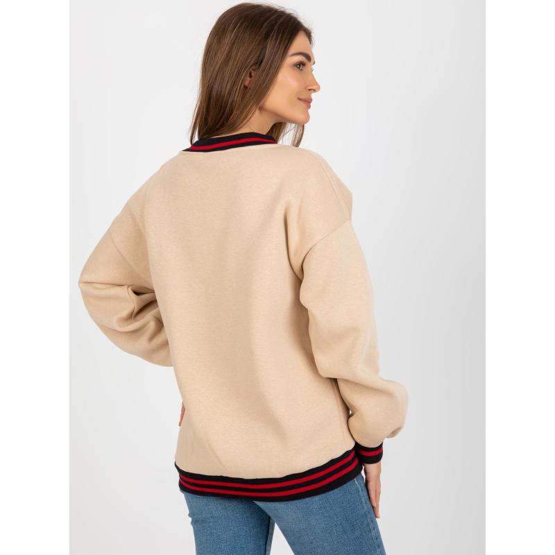 Dámská halenka s nápisy a výstřihem do V MIKA béžová 