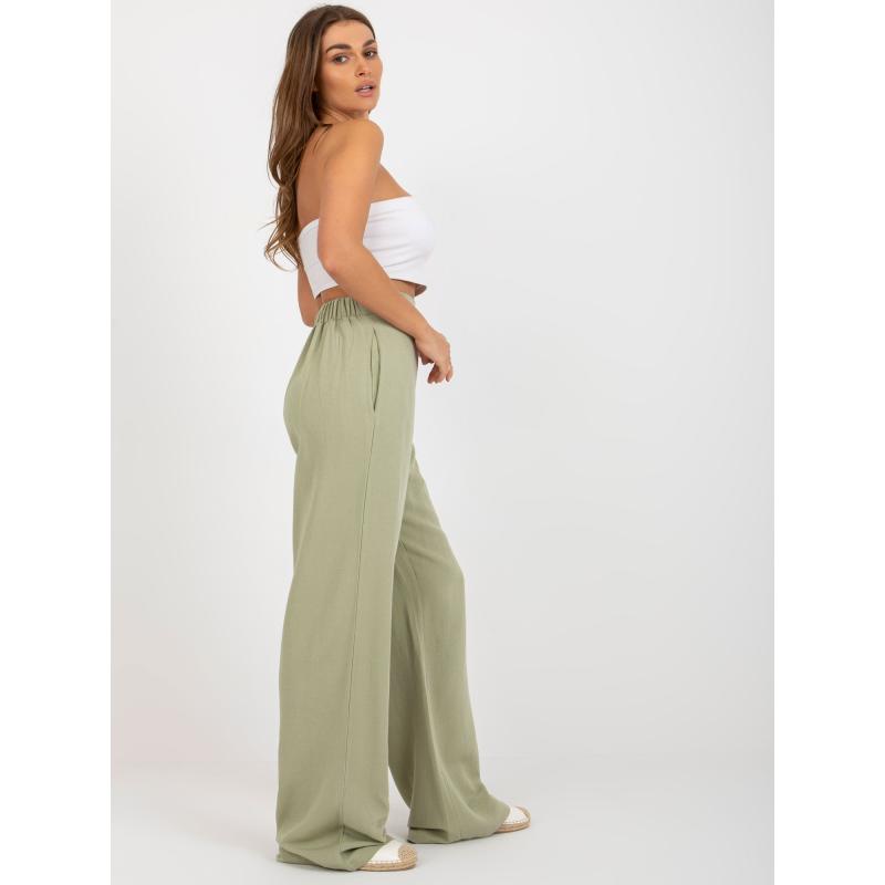 Dámské kalhoty OCH BELLA světle zelené 