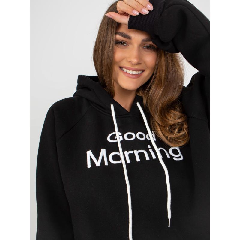 Dámská mikina nadměrné velikosti s kapucí a nápisem ELENA černá 