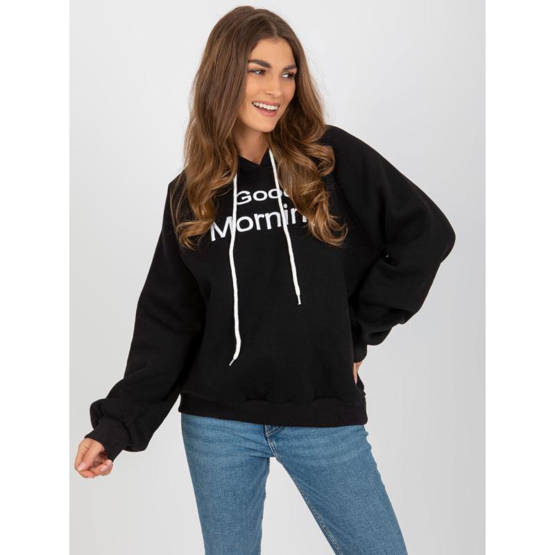 Dámská mikina nadměrné velikosti s kapucí a nápisem ELENA černá 