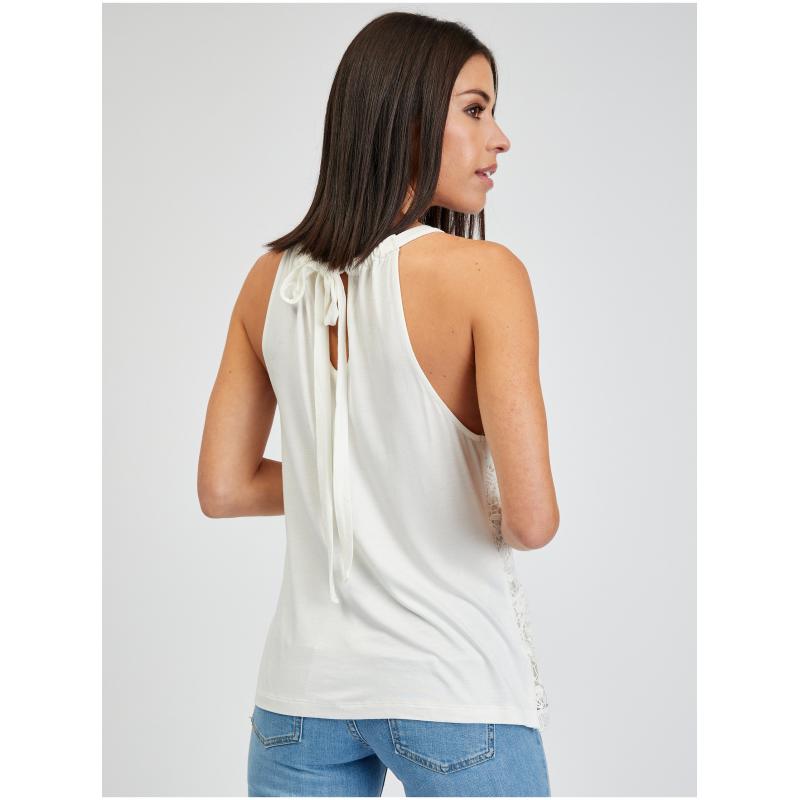 Bílé dámské krajkové tílko