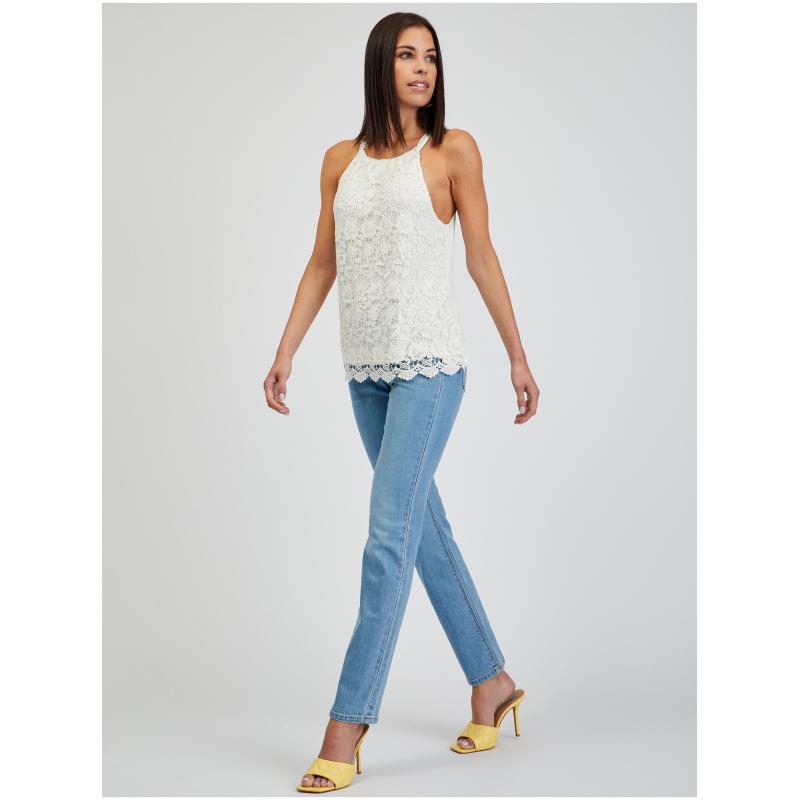 Bílé dámské krajkové tílko