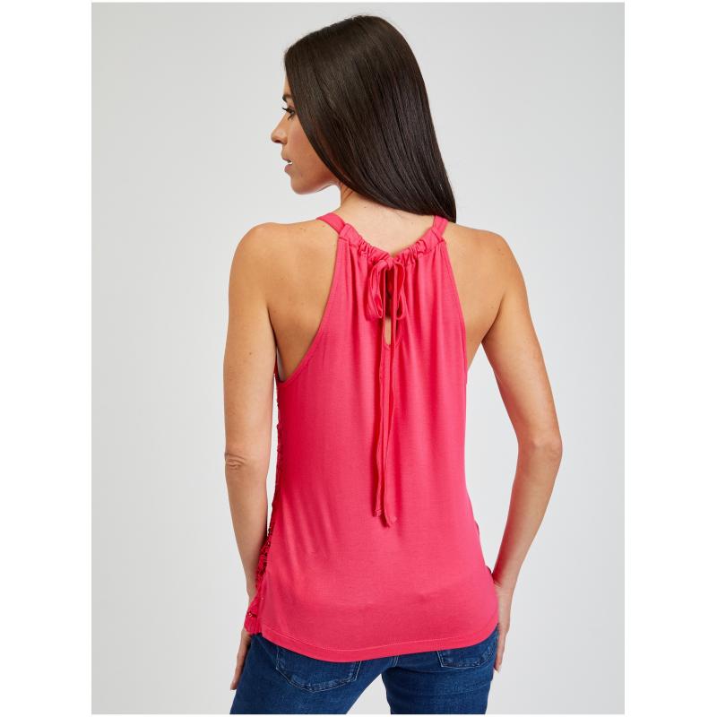 Sötét rózsaszín női csipkés felső