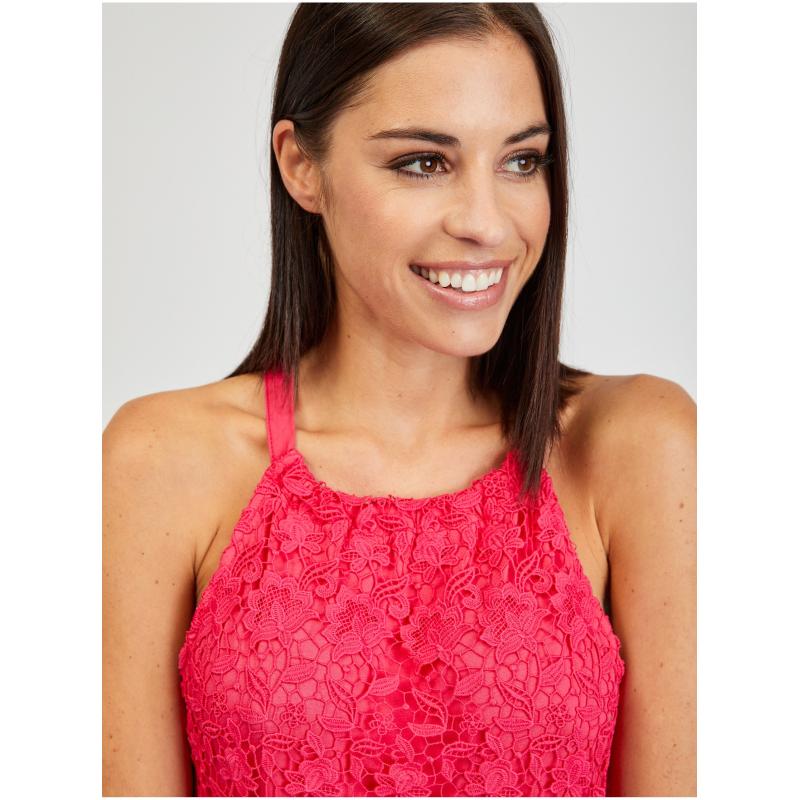 Sötét rózsaszín női csipkés felső