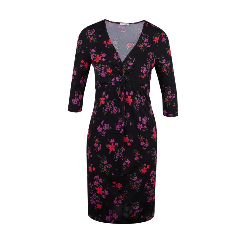 Čierne dámske kvetinové šaty