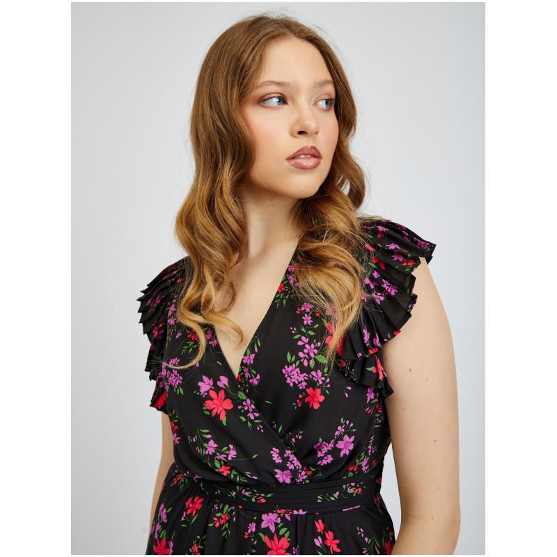 Černé dámské květované šaty