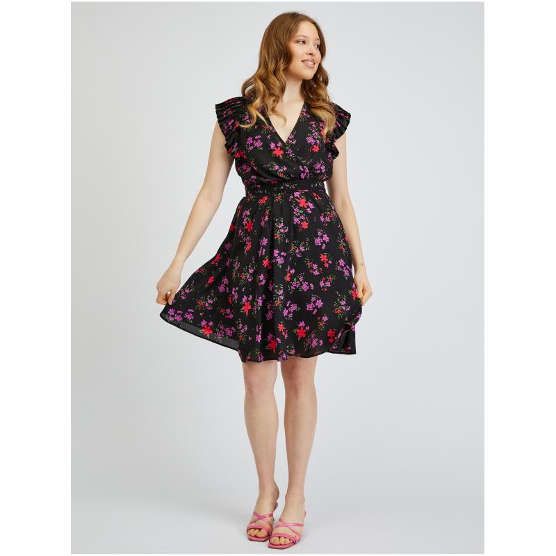 Černé dámské květované šaty