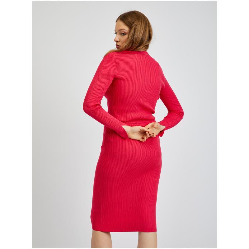 Tmavě růžová dámská sukně s rozparkem